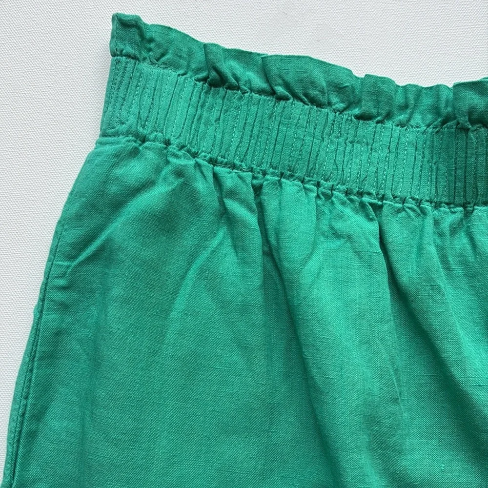 J.Crew Pull-On Linen Mini Skirt- Jade Green- Size 8 - Picture 3 of 6